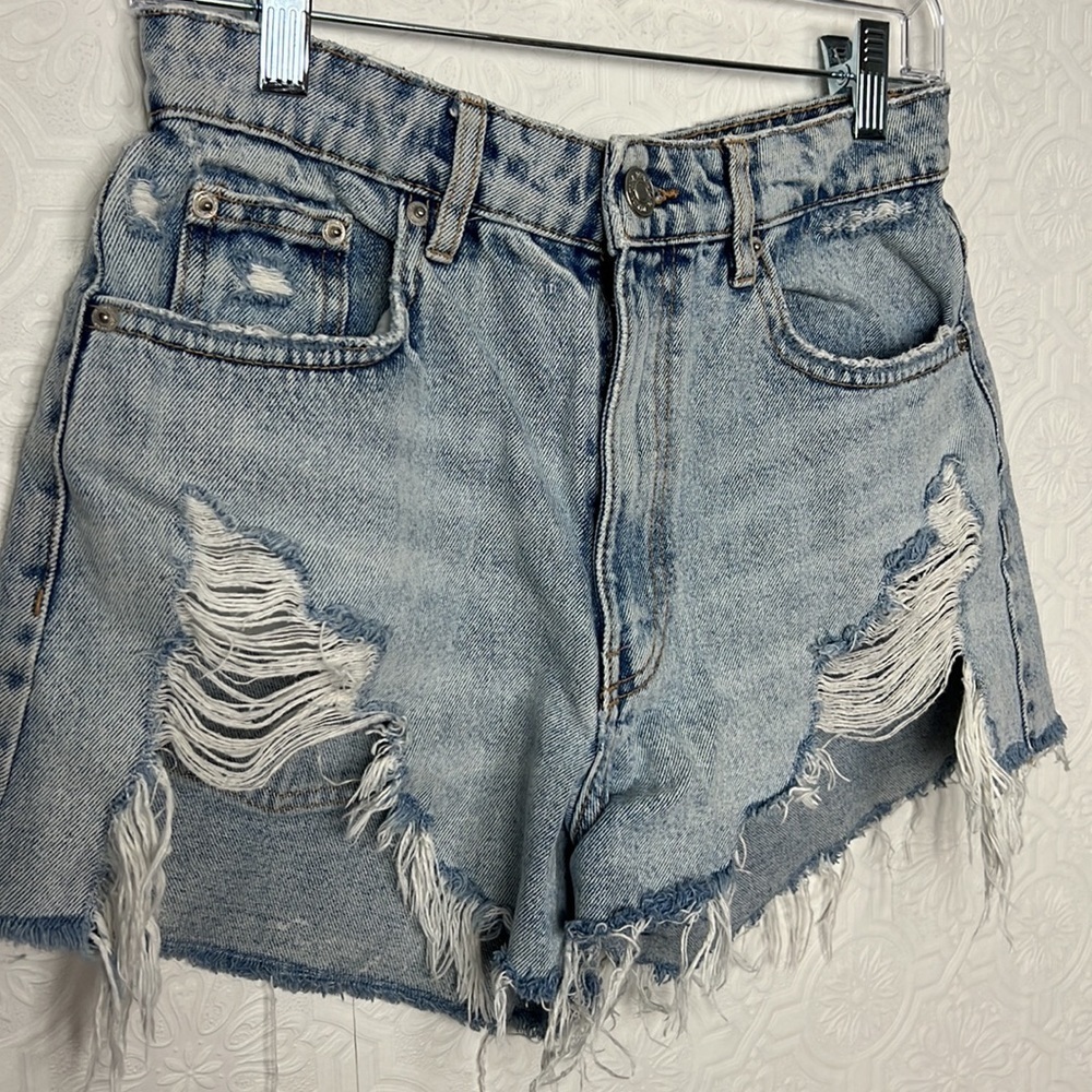 Zara Festival Distressed Shorts Jean Medium awash High Rise 4 Cowgirl Concert